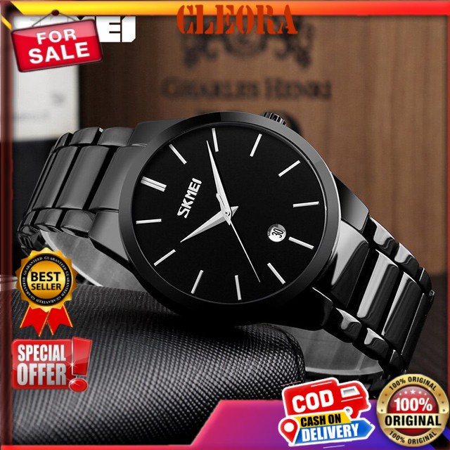 Jam Tangan Pria SKMEI 3ATM Original Analog Tali Stainless Jm Arloji Tangan Anti Air Jam Tangan Viral