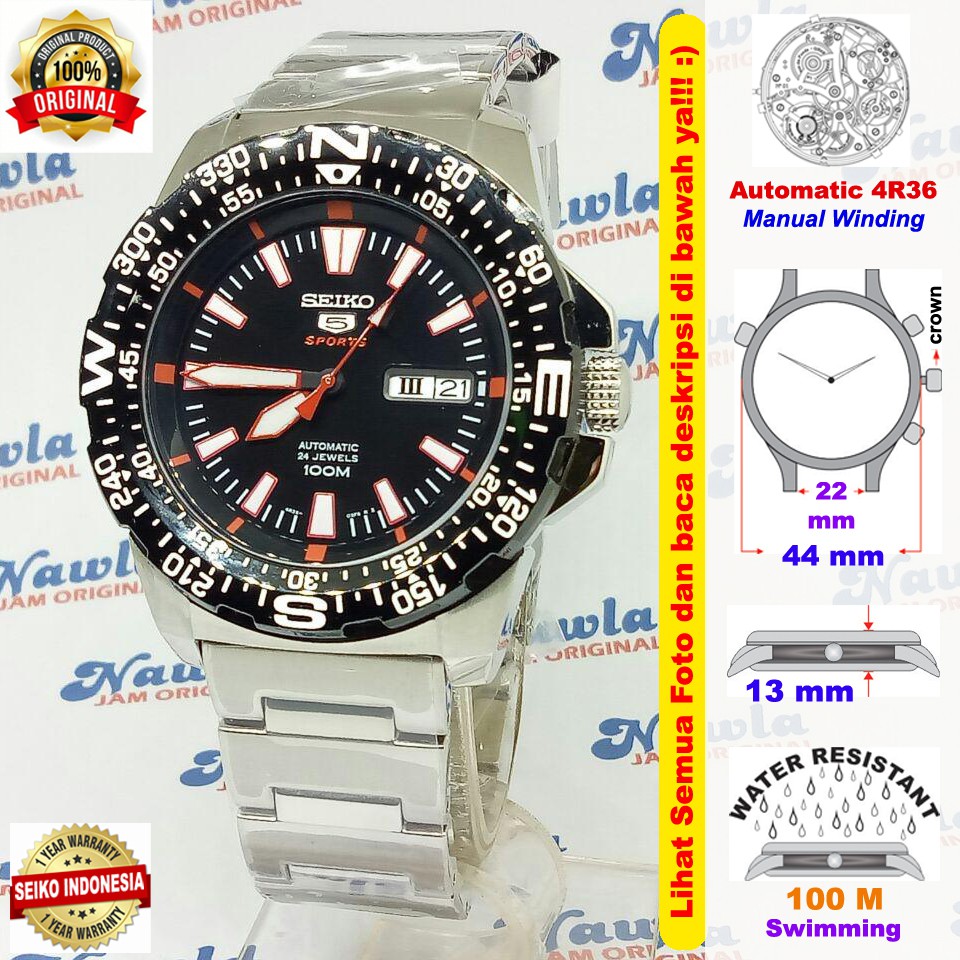 Seiko 5 Sports SRP541K1 Black Compass Bezel - Jam Tangan Pria SRP541