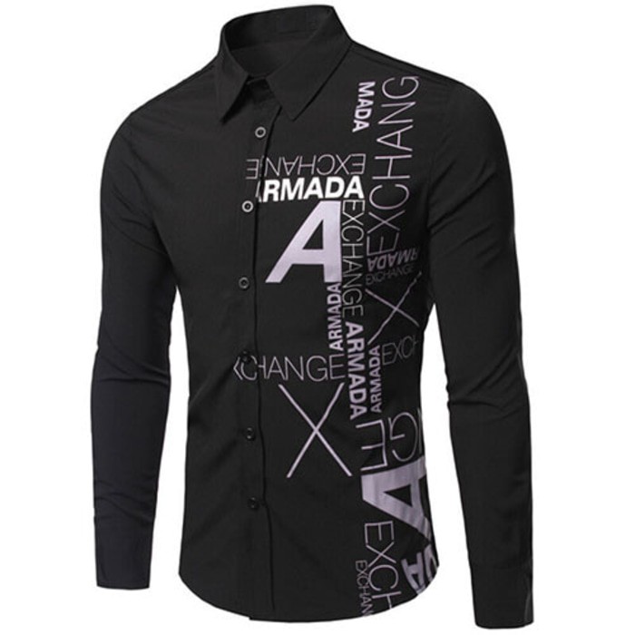[Armada X Black AK] kemeja pria katun stretch hitam