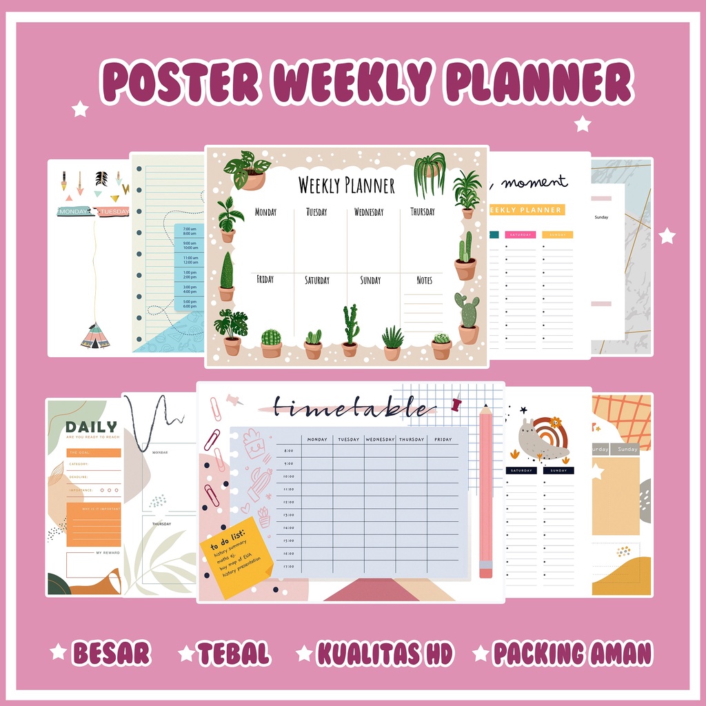 Weekly Planner / Weekly Schedule / Papan Perencanaan/ Planner Board BANYAK DICARI