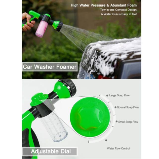 Wash Water Spray Gun 8 Mode High Pressure Busa Kepala Selang Air cuci motor mobil , taman, kebun dll