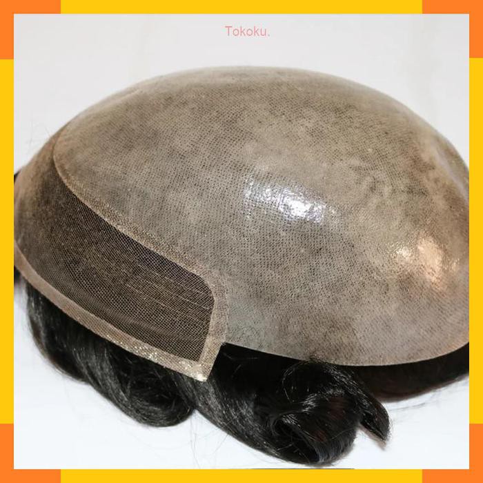 Toupee Rambut Pria Rambut Palsu Rambut Penggantian Sistem Warna Hitam