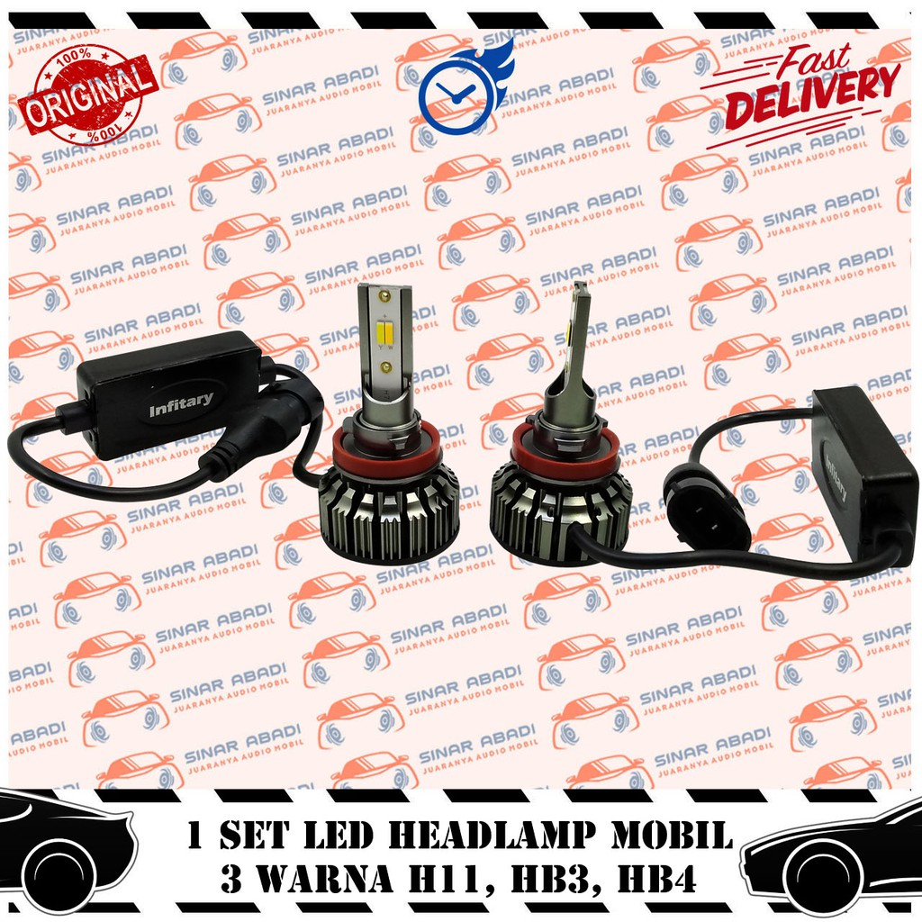 1 SET LED HEADLAMP MOBIL 3 WARNA H11, HB3, HB4