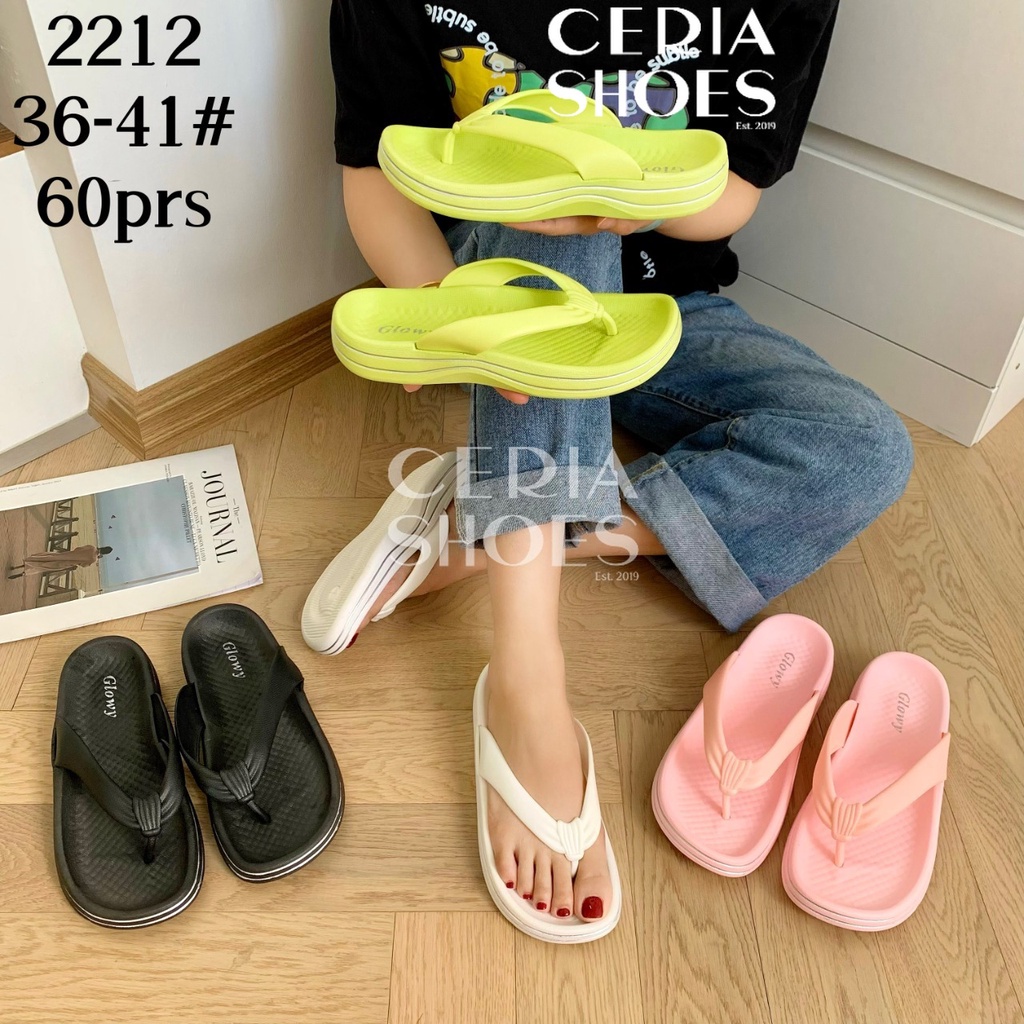 PVC Sandal Jepit Wanita Import Bahan Super Empuk Elastis Karet Non-Slip Tebal Korean Slipper Rubber  2212