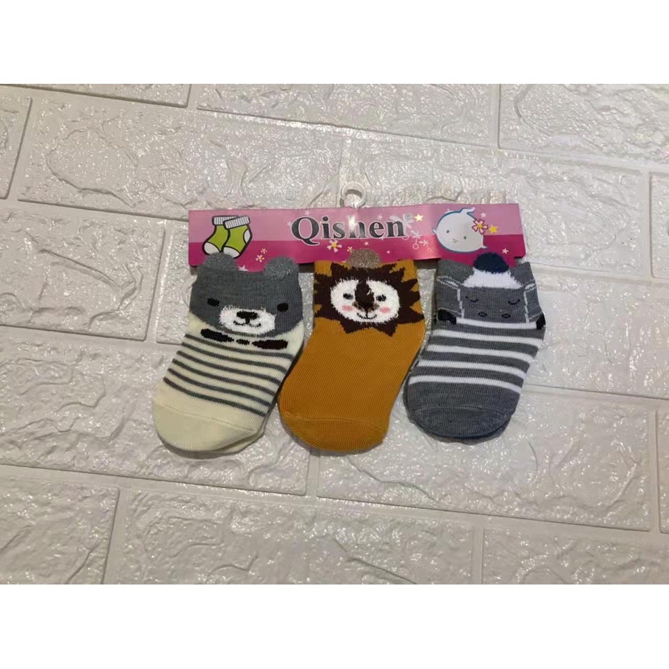 Kaos Kaki Bayi Motif 3in1 3D 0-6 Bulan Newborn Variasi Lurus Lipat