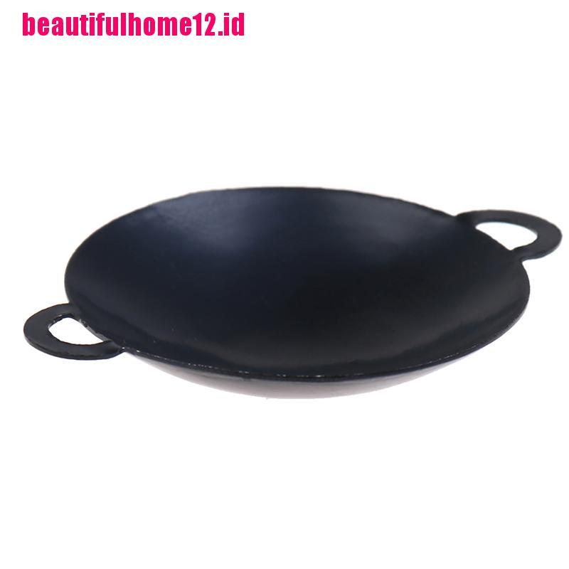 【beautifulhome12.id】1：12 Dollhouse Miniature Frying Pans Cooking Pot Cookware Kitchen Accessory