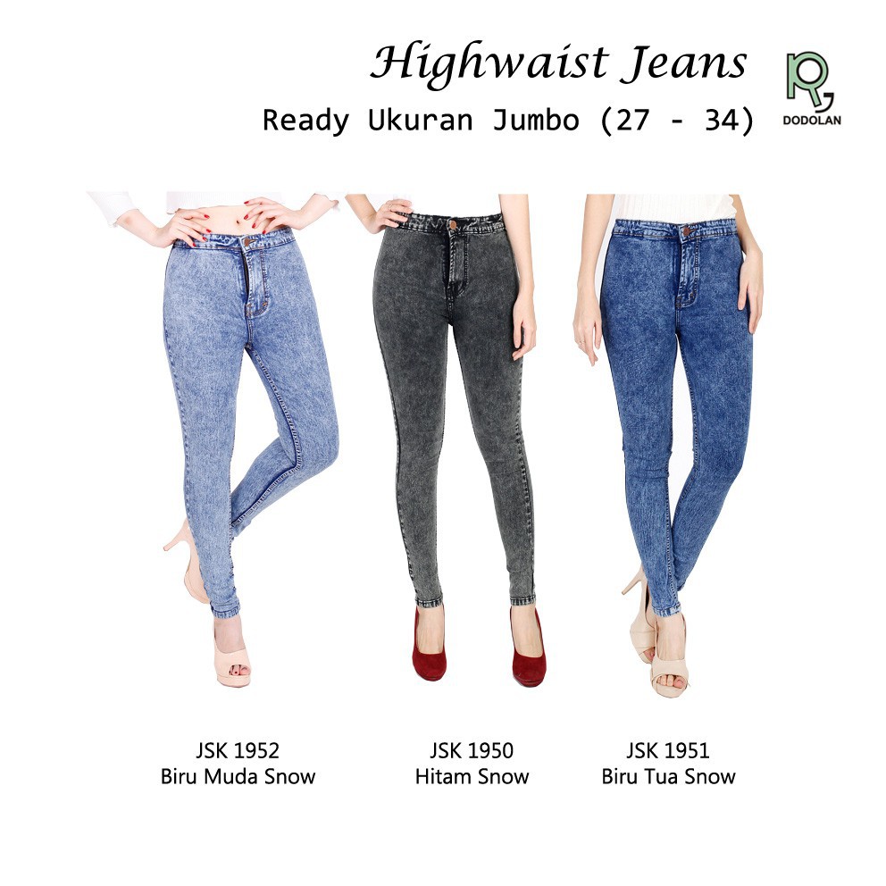 Highwaist Jeans Branded Snow Acid Plain Wash . Hw Jeans Polos Acid Snow . Celana High Waist Snow