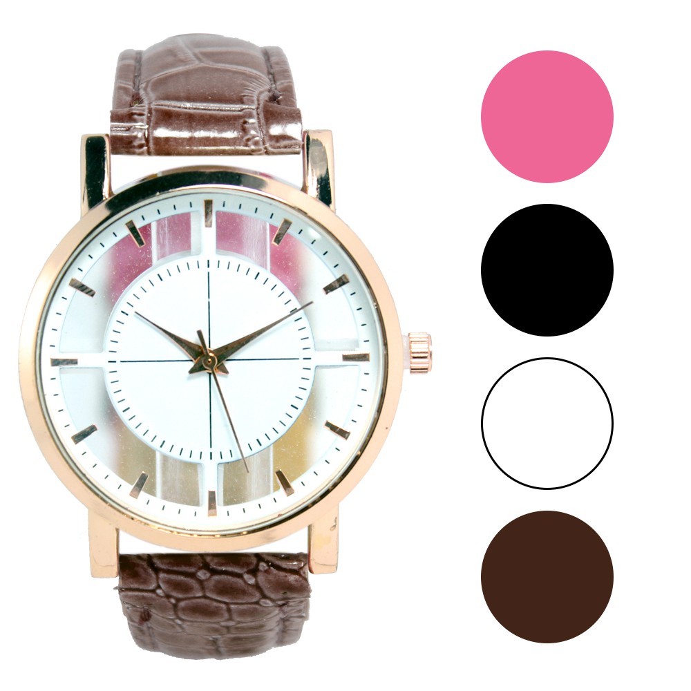 FINX-414 - Jam tangan fashion wanita analog - leather strap - 4 pilihan warna