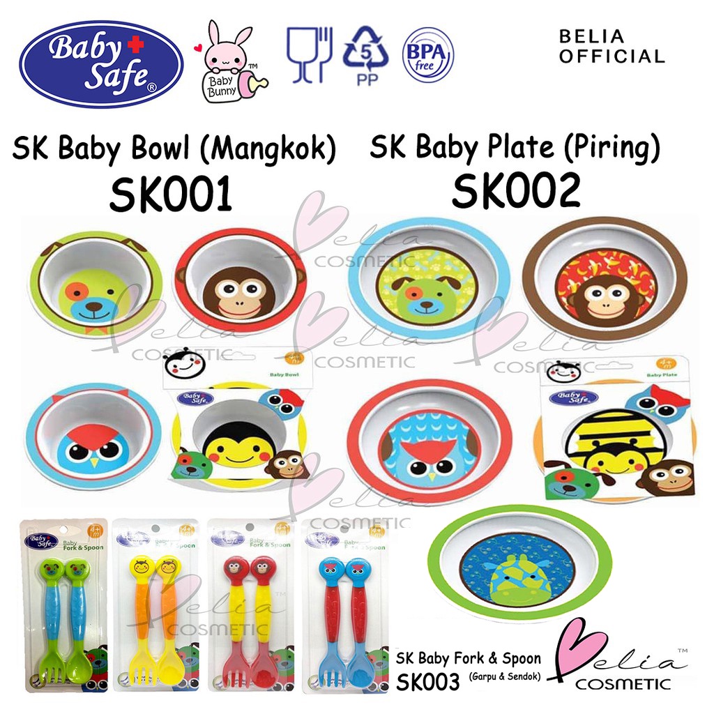 ❤ BELIA ❤ BABY SAFE SK Baby Bowl SK001 Plate SK002 Fork &amp; Spoon SK003 (Mangkok Piring Sendok Garpu)