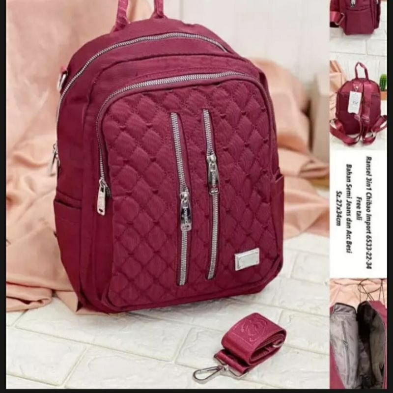 Ransel wanita chibao import bisa 3in1 6533-22 kanvas