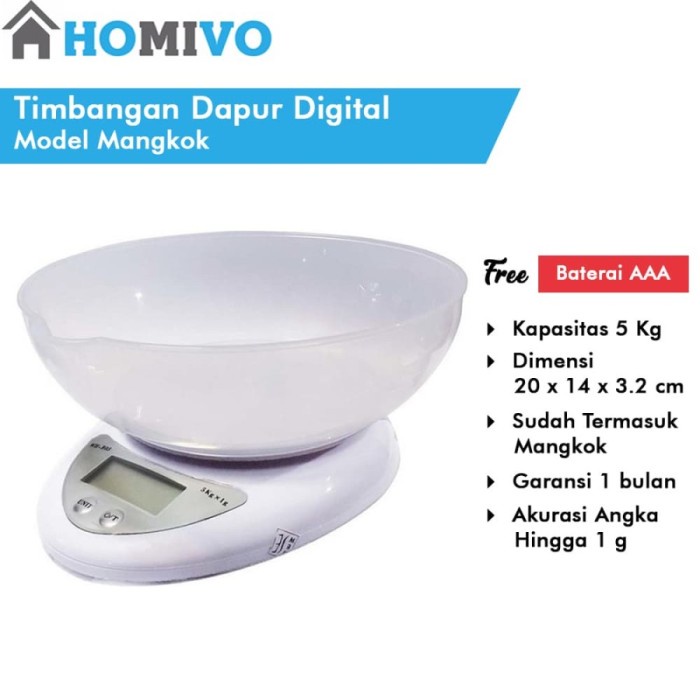 Star Home Timbangan Dapur Digital dengan Mangkok Kapasitas 5 Kg