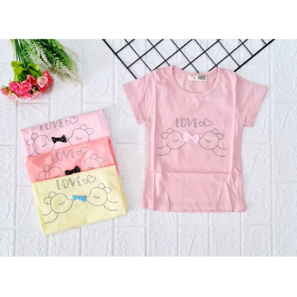 Paket 4 Pics Kaos Anak Bayi Perempuan Umur 3 Bulan - 3 Tahun Kaos Anak Import Premium