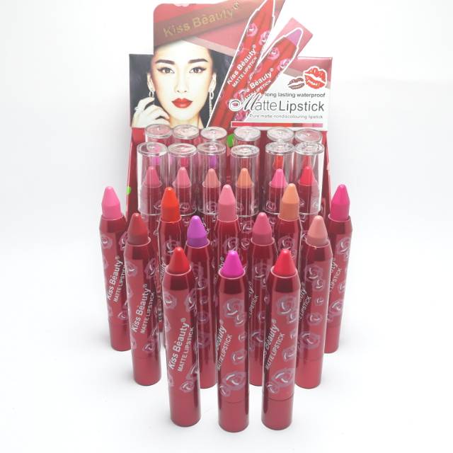 LIPSTIK KISS BEAUTY CASE BUNGA WATERPROOF LUSINAN