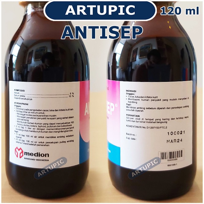 Antisep 120 ml Antiseptik Desinfektan Pembasmi Kuman Unggas Ayam Sapi Hewan Medion