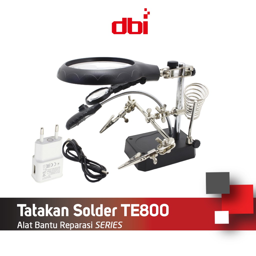 Dudukan Solder Tatakan Solder Set Kaca Pembesar + LED TE 800