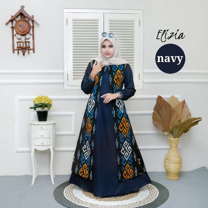 GAMIS BATIK KOMBINASI KATUN POLOS  READY STANDAR DAN JUMBO