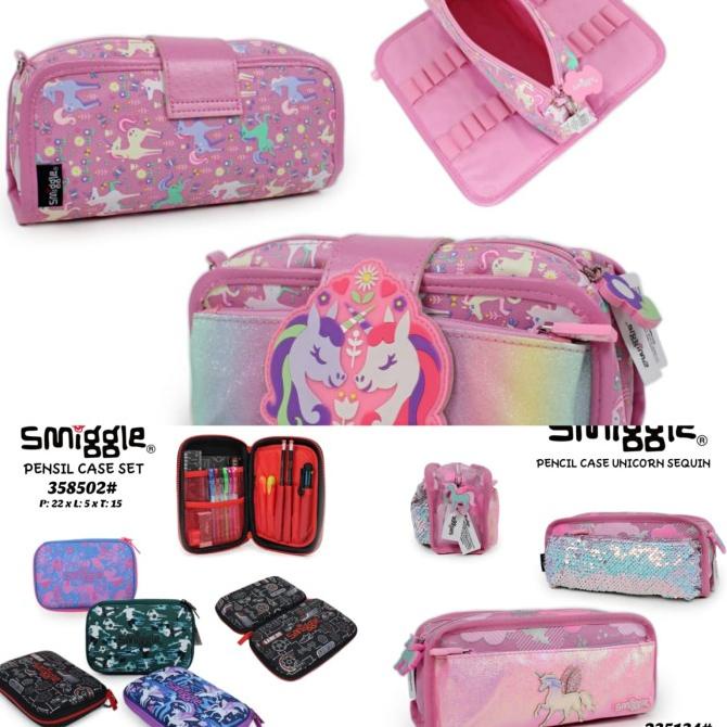 

Smiggle Pencil Case Set Tempat Pensil Kotak Pensil Unicorn Black Pink