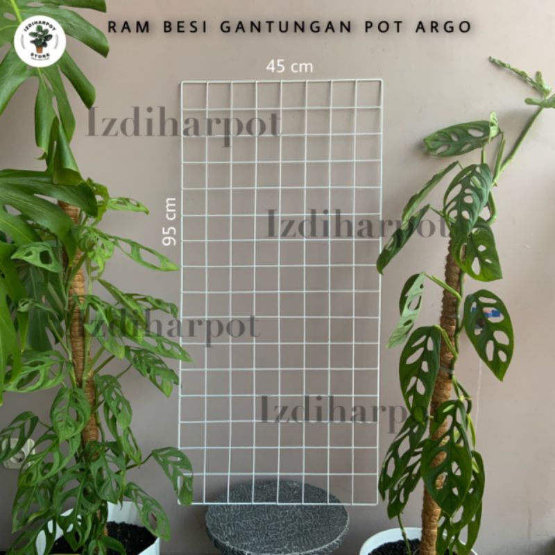 ram besi putih pot bunga gantung gantungan pot argo - RAM BESI 45CM X 95CM