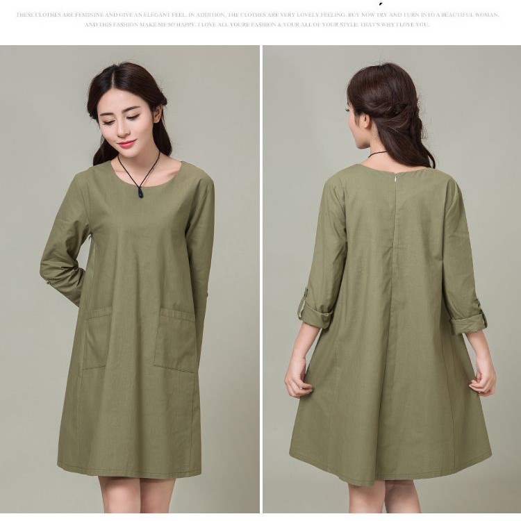 terusan dress longgar Hijau import of635