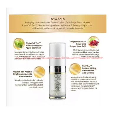 Ecla Gold Anti Aging Serum 10ml Antiaging Serum yang Double Steam Cell Ecla Golden Seruum Muka Wajah