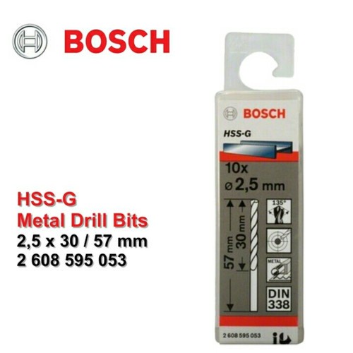 BOSCH Mata Bor HSS-G Metal Drill Bit 2.5 MM X 10 PCS