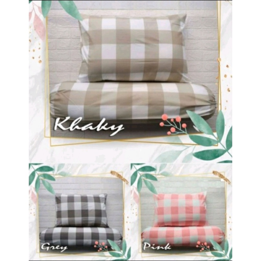 SARUNG BANTAL GULING MOTIF KOTAK KOTAK EMILY -BAHAN ADEM DAN HALUS - ANTI LUNTUR DANTEBAL