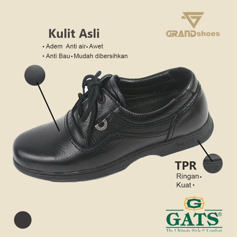 Gats Sepatu Cowok Formal Kerja Kulit Asli gi 7202 size 38-43 Pantofel Kantor
