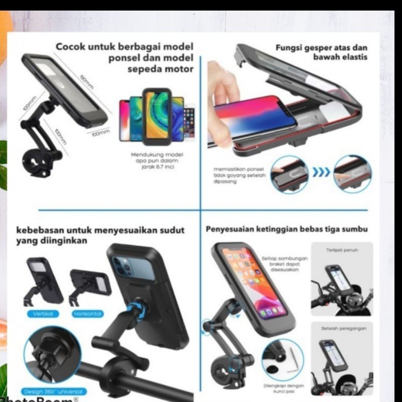 HP Dudukan Phone Holder untuk Sepeda Motor Waterproof