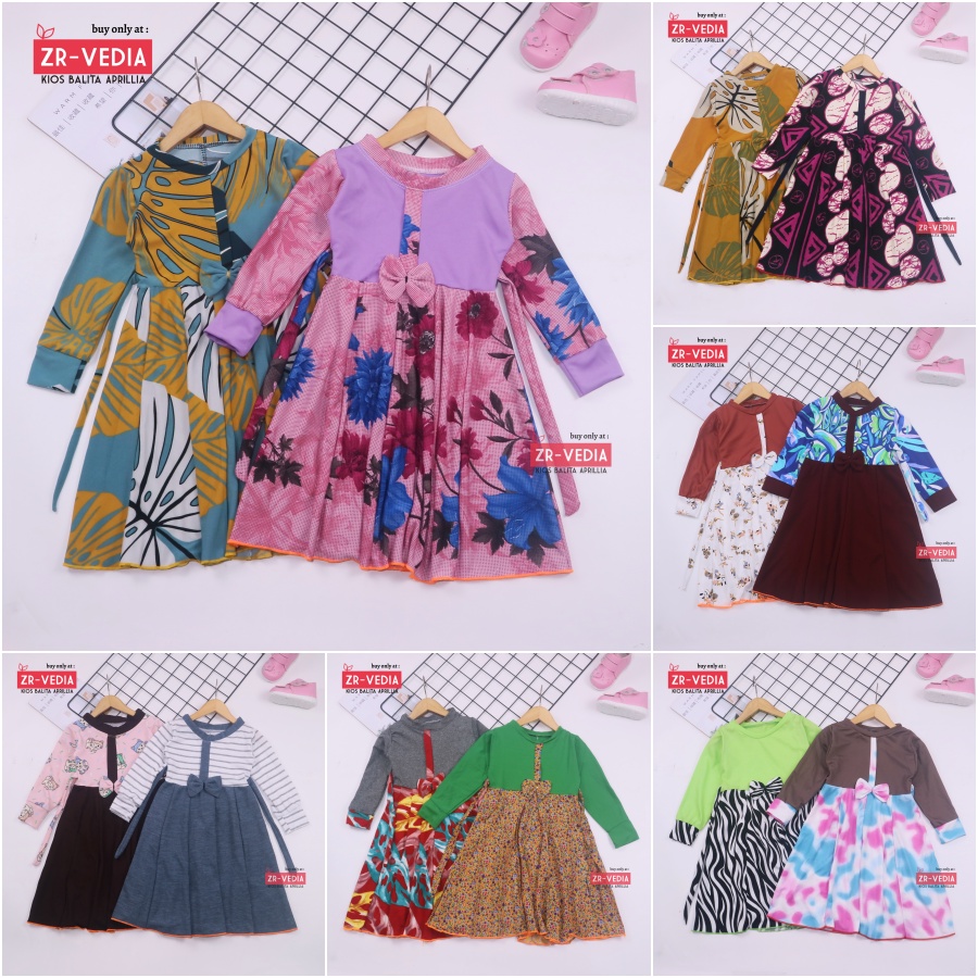 Gamis Pita Uk 1-7 Tahun / Gamis Anak Baju Dress Muslim Ngaji Murah Lengan Panjang Perempuan Girl