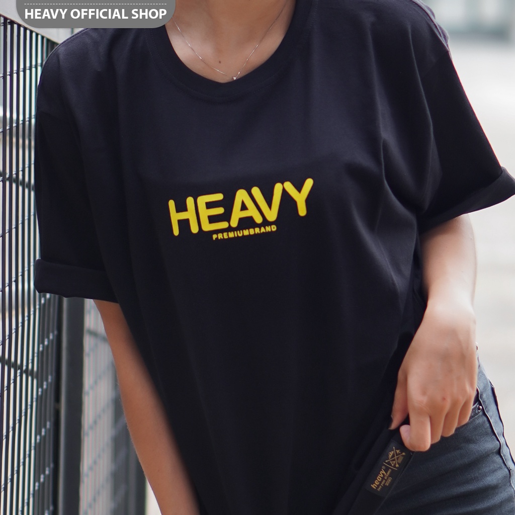 Black T-shirt Heavy Original Front HEAVY Baju Pria Distro | Pakaian Atasan