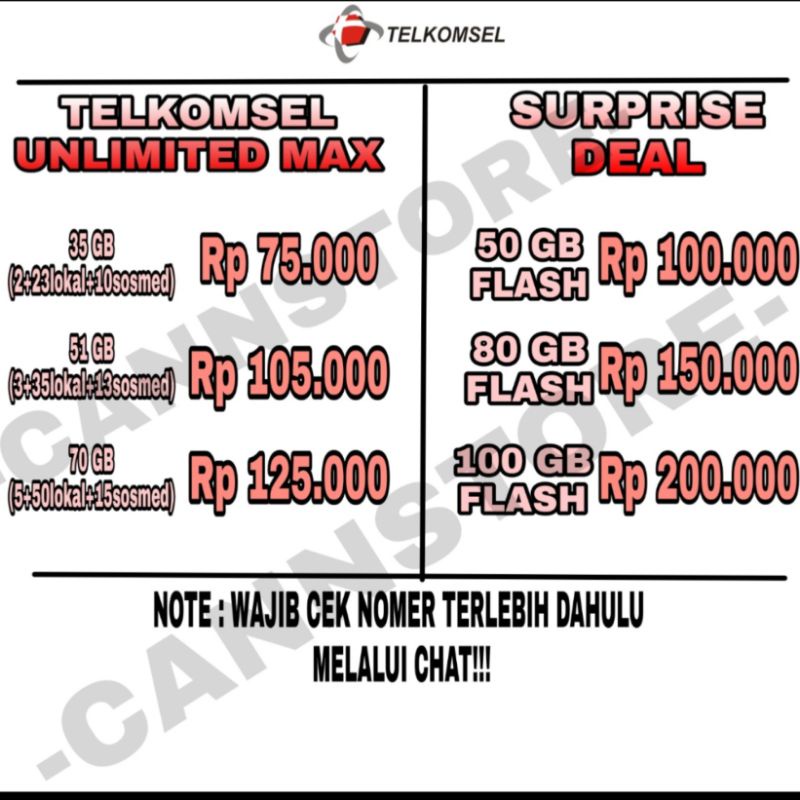 ISI ULANG KUOTA PAKET DATA TELKOMSEL REGULER BULANAN 1-50GB