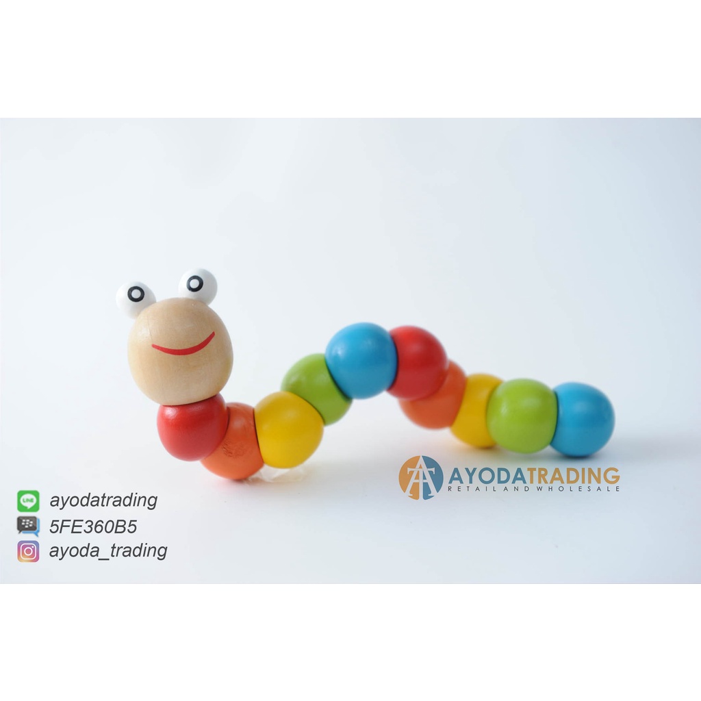 Mainan Edukasi kayu Caterpillar Ulat Bulu Multi Shape