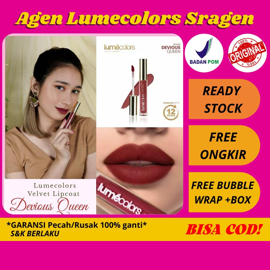 Lipstik Lipcoat Lumecolors Devious Queen, Lumecolors Velvet Lipcoat Devious Queen, Lipstik Anti Air 