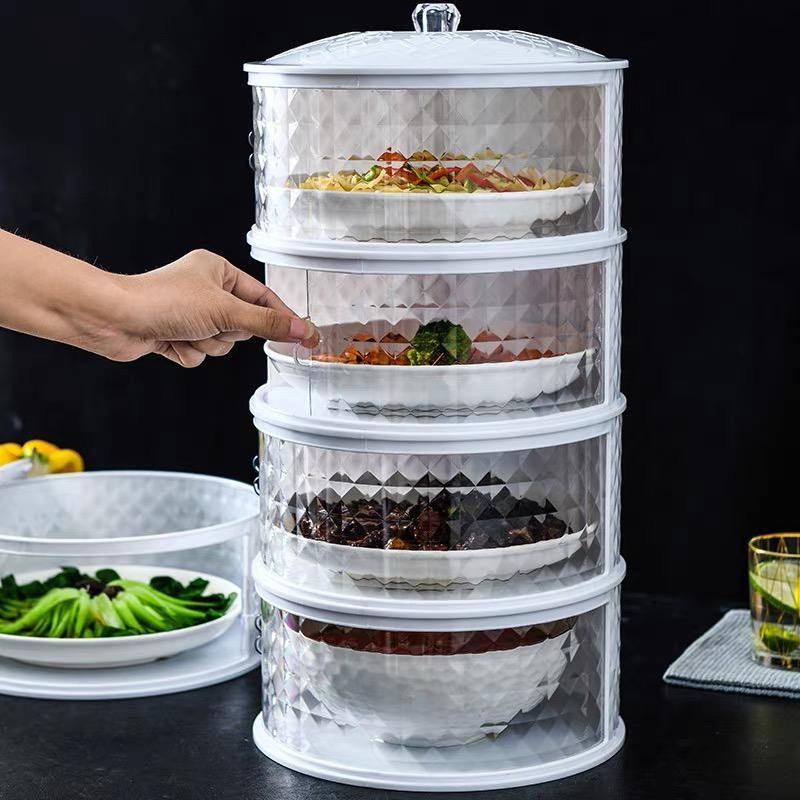RLY5 Tempat makan 4 susun Tudung saji 4 susun Rak makanan 4 tingkat 4 layer diamond Food Cover
