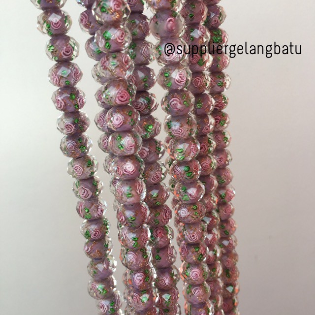 Lampwork kristal Murano 14x12mm bahan crystal ceko mawar ungu premium aksesoris grosir beads craft