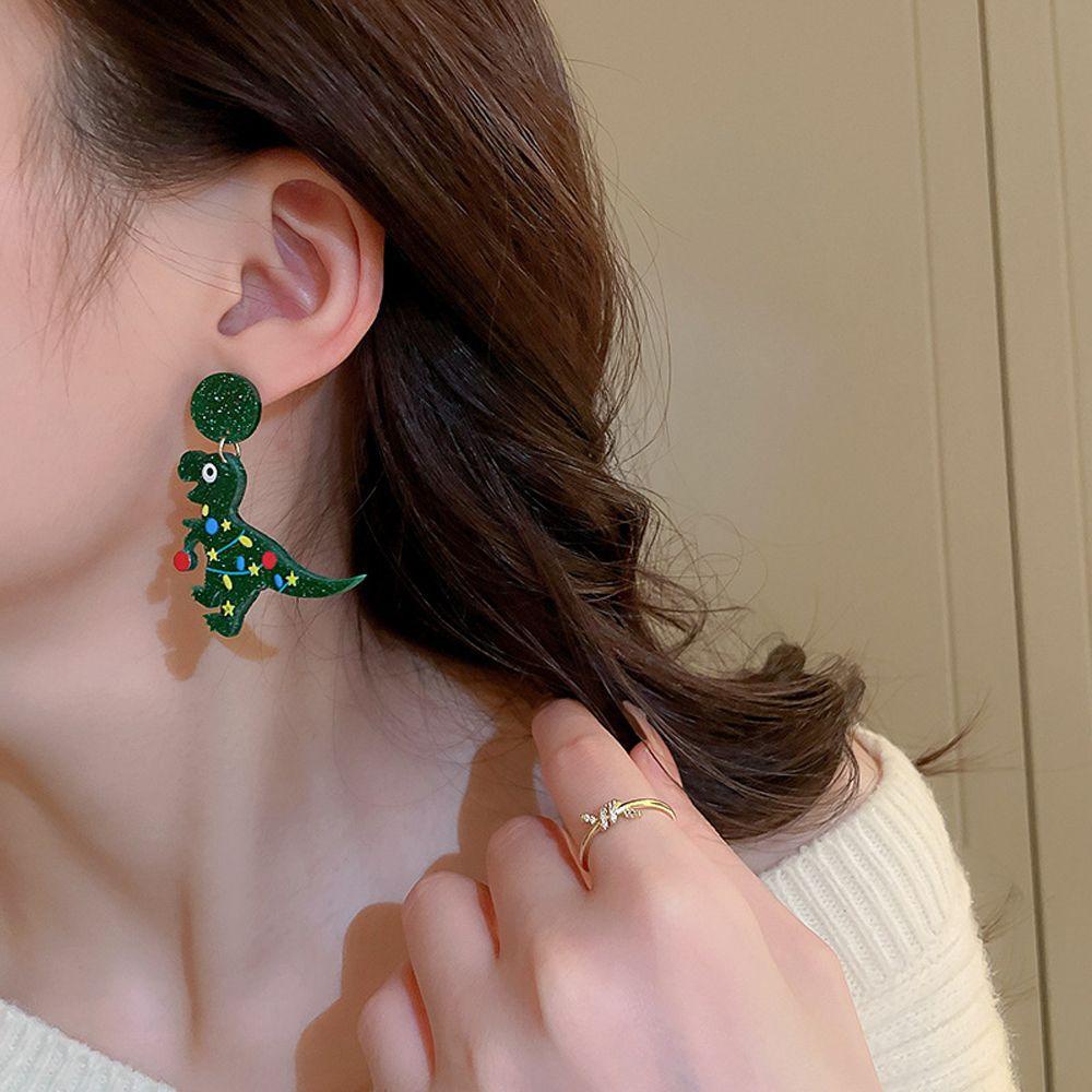 Mxbeauty Anting Drop Wanita Manis Vintage Dinosaurus Bintang Titik Anting Menjuntai Akrilik