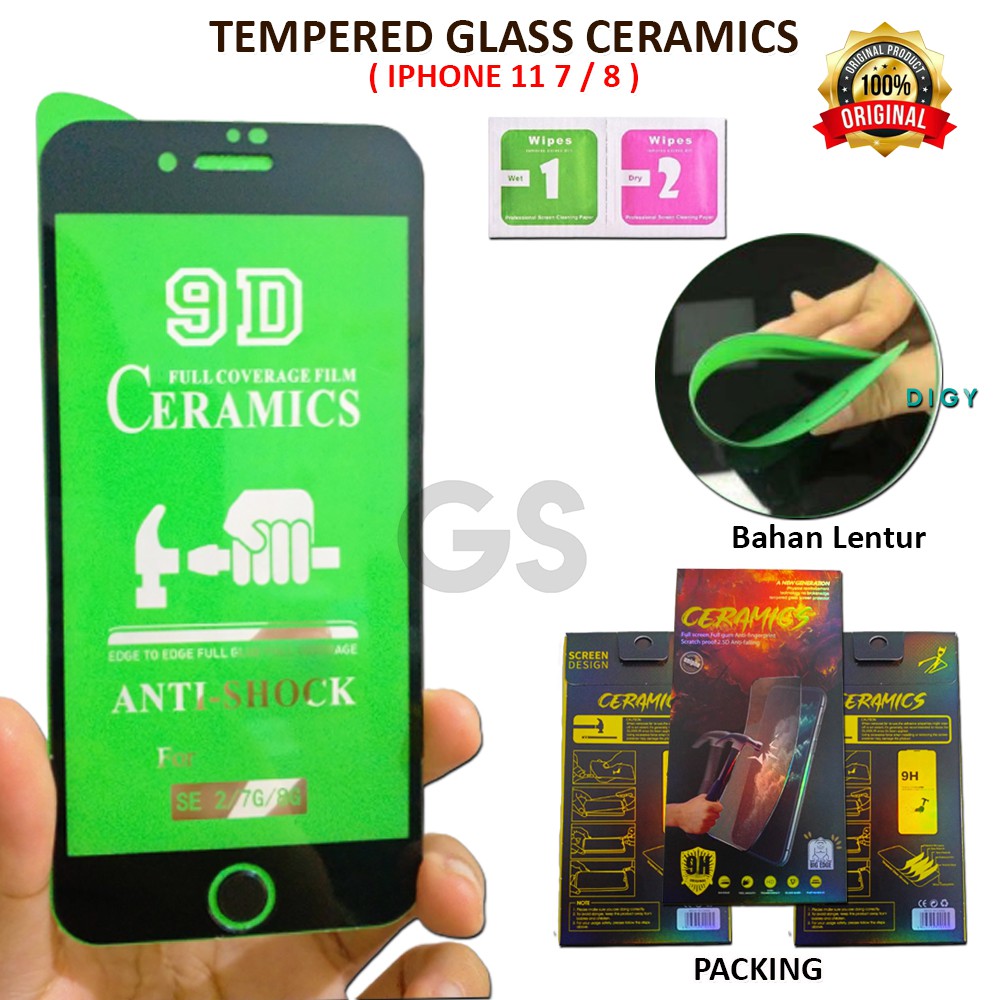 Ceramic Full IPHONE 11 6.1   11 5.8   7 / 8 Tempered Flexibel Anti Pecah