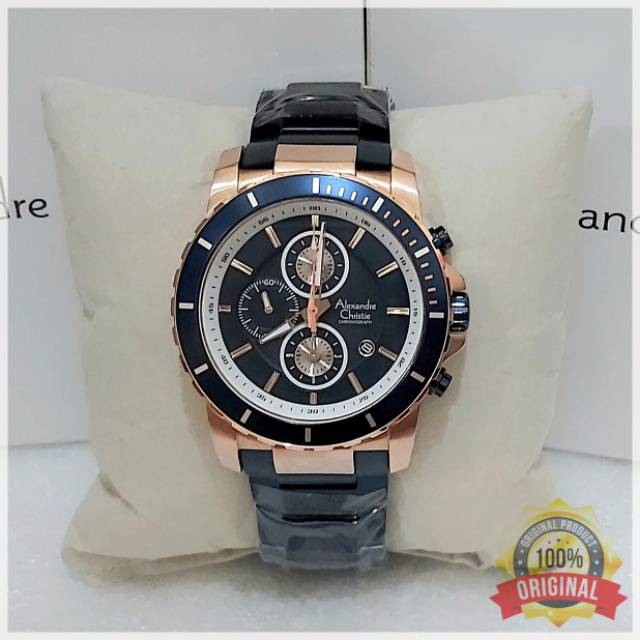 Jam Tangan Pria Alexandre Christie AC 6141 Alexandre Christie Pria Original Blue Navy Rosegold