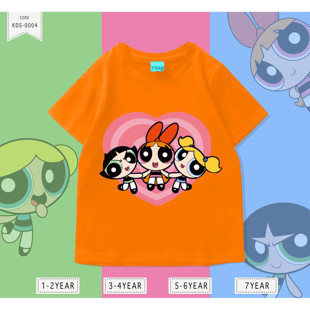 Baju Anak Powerpuff girls/ Kaos Distro DTF Anak Laki Laki dan Perempuan / Unisex / Motif Kartun