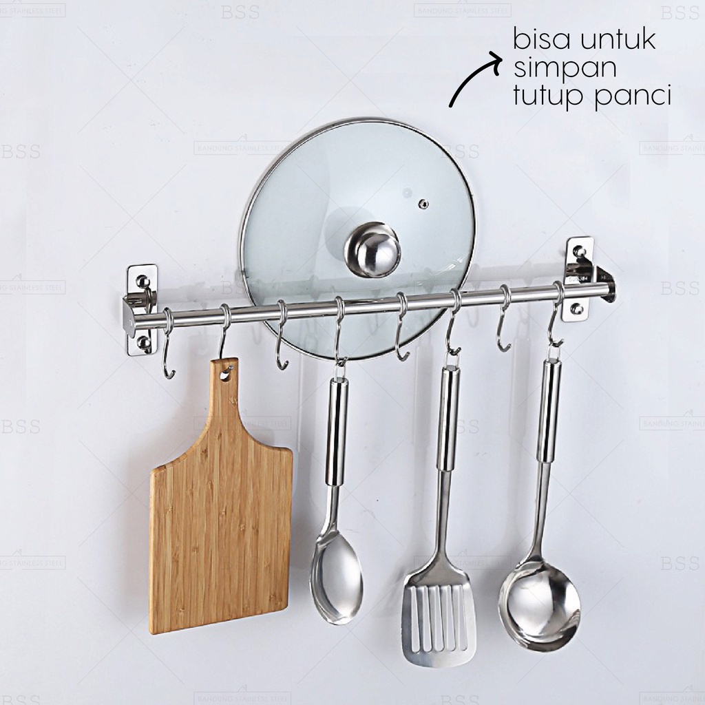 Kitchen bar 60cm 80cm 100cm single double gantungan rak dapur pisau panci stainless