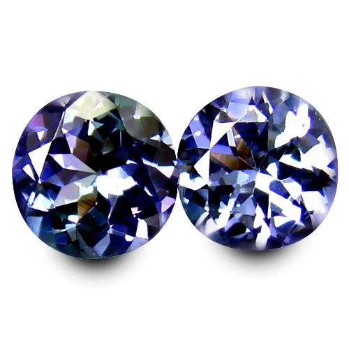 Certified Matching Pair VVS Round 5mm 0.95tcw Natural Purple Tanzanite TZ118