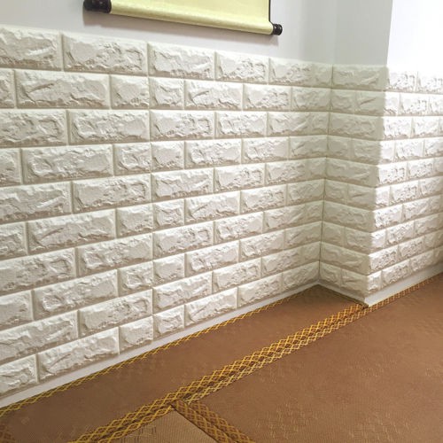 Wallpaper Foam 3D Bata Putih White Brick Panel CLASSIC BRICK 77cm*70cm Putih Glossy