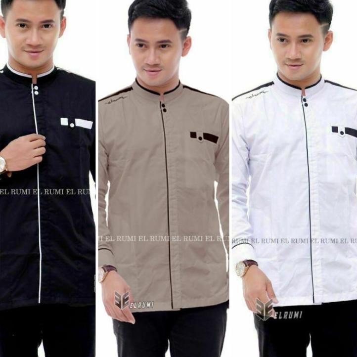 (Recomended) Baju Koko El Rumi Baju Koko polos baju Koko Dewasa Baju Koko modern 2021 Terlaris El Ru