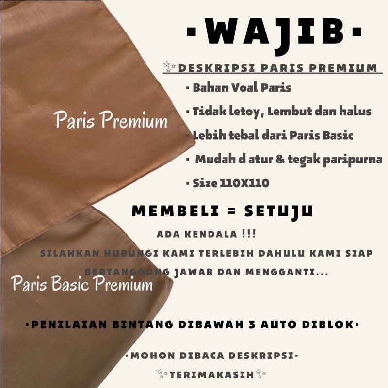 PARIS PREMIUM JILBAB SEGI EMPAT BASIC JAHIT TEPI / KERUDUNG ANAK SEKOLAH SEGI EMPAT ANTI LETOI