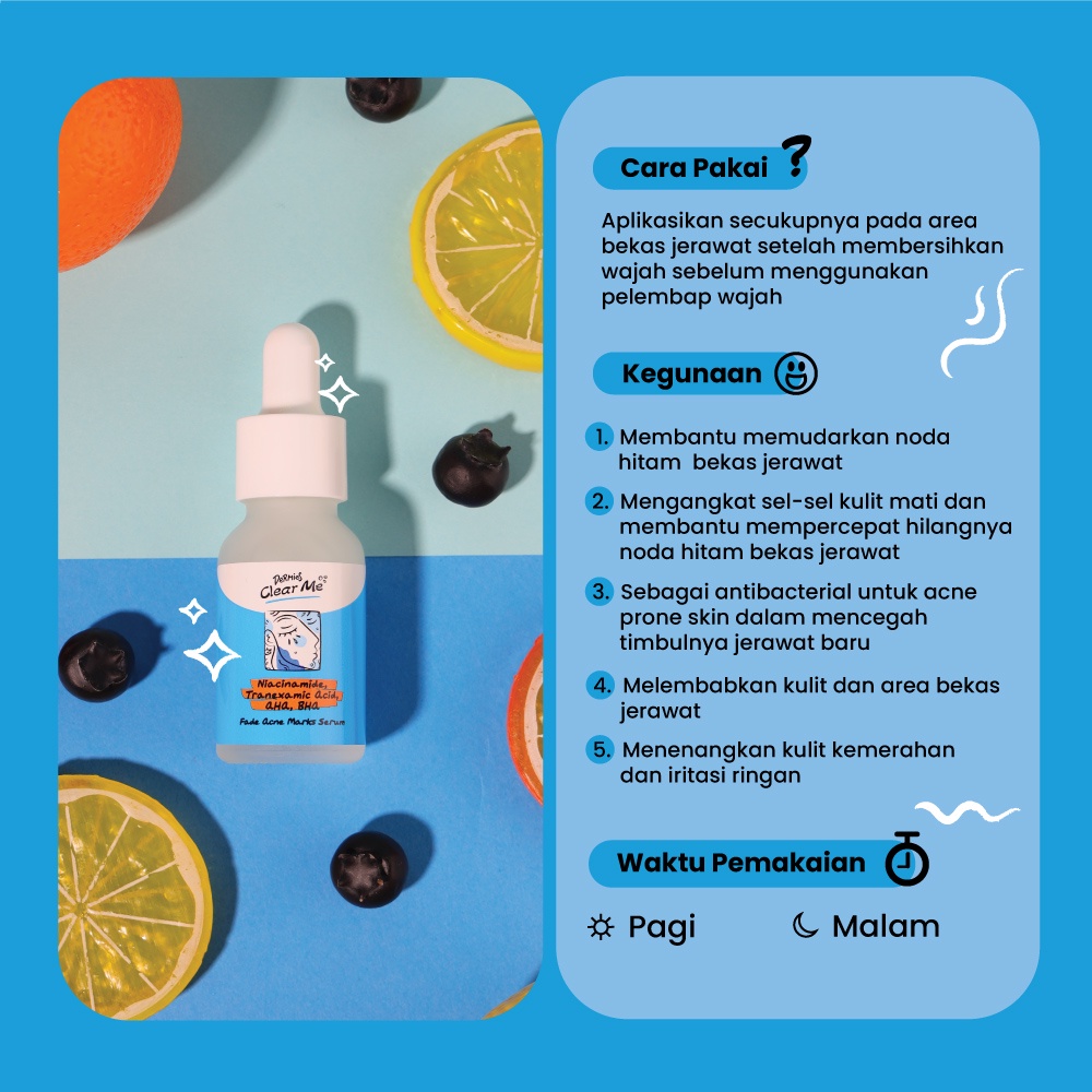 Dermies Clear Me Fade Acne Marks Serum + Niacinamide - Pudarkan Bekas Jerawat