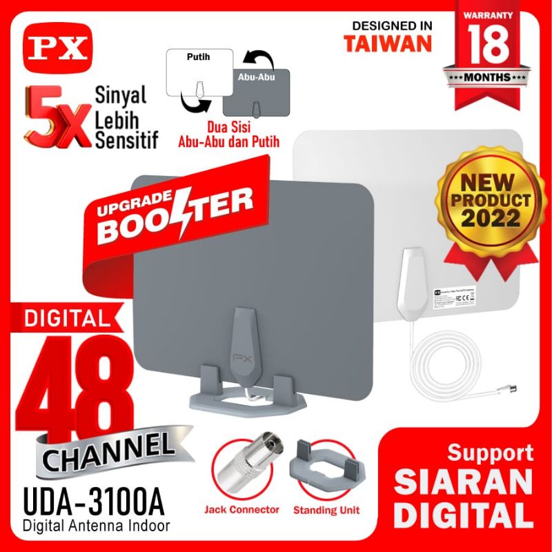 Terbaru Antena Digital Analog Dinding DVBT2 +Booster PX 3100A