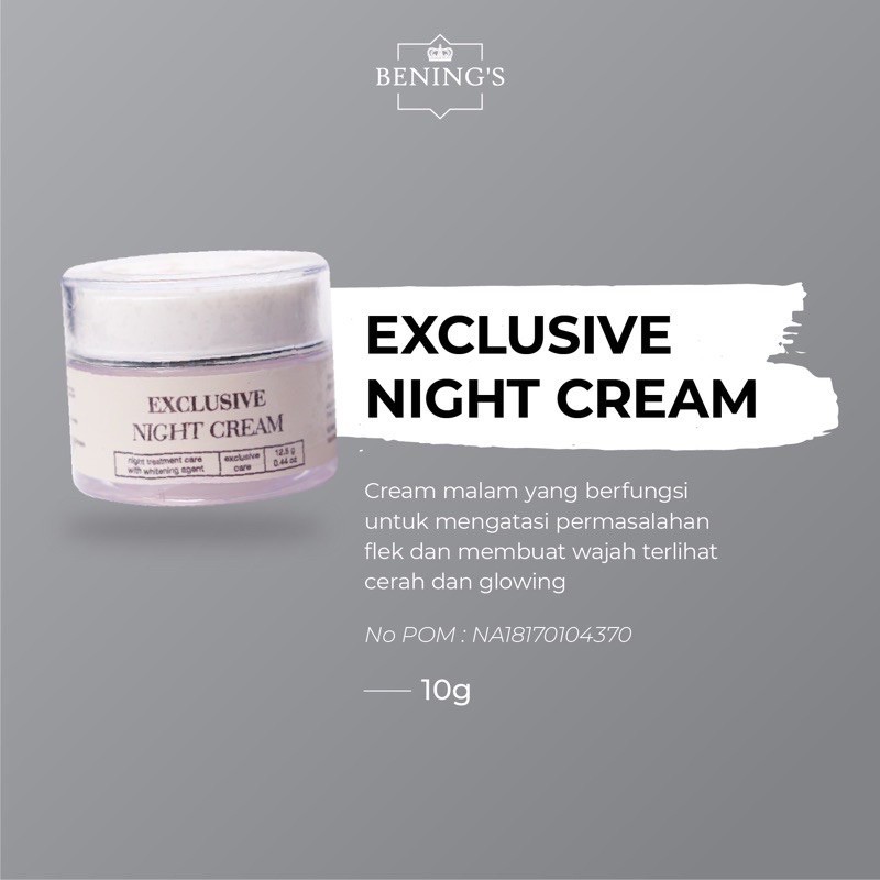 Exclusive Night Cream normal  bpom Benings Clinic by dr. Oky Pratama