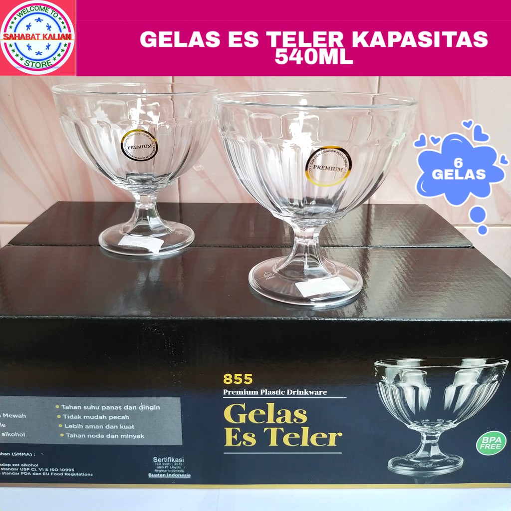 (6 PCS) GELAS ES TELER GOLDEN DRAGON 855 540ML