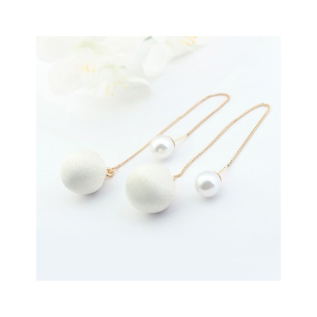 LRC Anting Tusuk Elegant Ball&amp;pearl Decorated Color Matching Simple Long Earrings