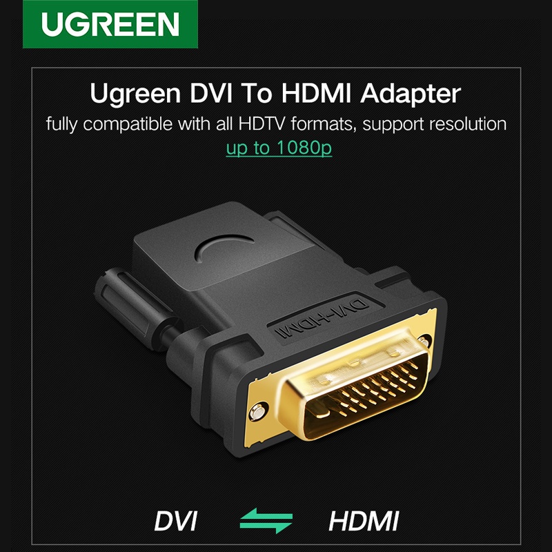 Ugreen Kabel Adapter Converter DVI-D 24 + 1 Male Ke HDMI Female